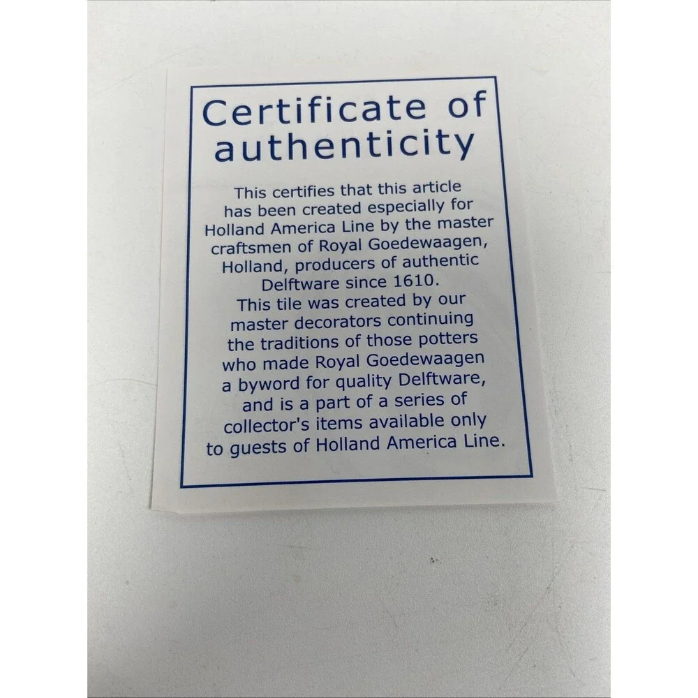 Holland America Line Blue Delft Royal Goedewaagen Cruise Tile Coaster Souvenir